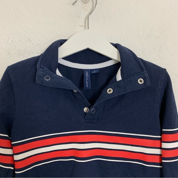 Janie And Jack Polo Rugby Stripe Long Sleeve Shirt Boys Size 5 Navy Blue - Picture 3 of 11